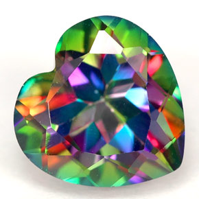 Topazio mistico naturale multicolore da 4,56 ct, a forma di cuore, VVS