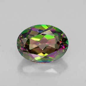 Topazio mistico naturale multicolore da 1,64 ct, taglio ovale, VVS-VS