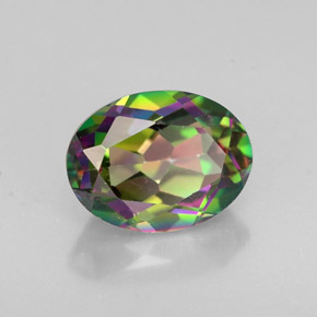 Topazio mistico naturale multicolore da 1,64 ct, taglio ovale, VVS-VS