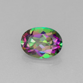 Topazio mistico naturale multicolore da 1,50 ct, taglio ovale, VVS
