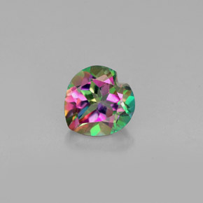 Topazio mistico naturale multicolore da 1,03 ct, a forma di cuore, VVS