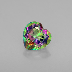 Topazio mistico naturale multicolore da 1,06 ct, a forma di cuore, VVS-VS