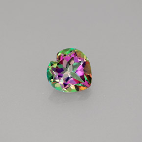 Topazio mistico naturale multicolore da 0,96 ct, a forma di cuore, VVS-VS