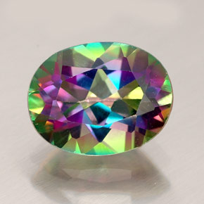Topazio mistico naturale multicolore da 2,24 ct, taglio ovale, VS