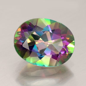 Topazio mistico naturale multicolore da 2,24 ct, taglio ovale, VS