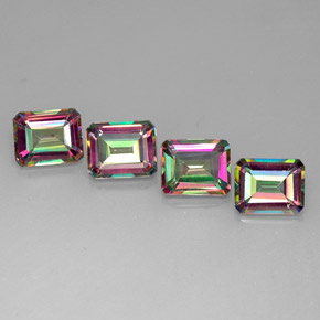 Topazio mistico naturale multicolore da  ct, taglio smeraldo, VVS-VS