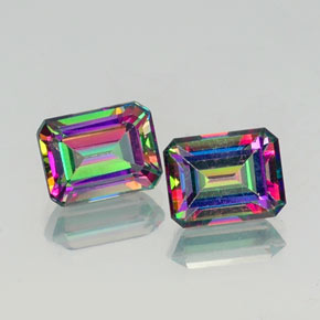 Topazio mistico naturale multicolore da  ct, taglio smeraldo, VVS-VS
