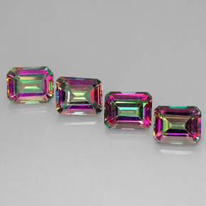 Topazio mistico naturale multicolore da  ct, taglio smeraldo, VVS-VS