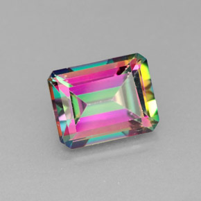 Topazio mistico arcobaleno superiore naturale da 3,19 ct, taglio smeraldo, VVS-VS