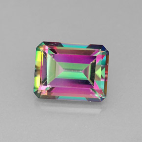 Topazio mistico arcobaleno superiore naturale da 3,19 ct, taglio smeraldo, VVS-VS