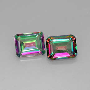 Topazio mistico naturale multicolore da  ct, taglio smeraldo, VVS-VS
