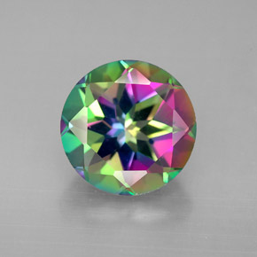 Topazio mistico arcobaleno premium naturale da 4,42 ct, taglio rotondo, VVS-VS