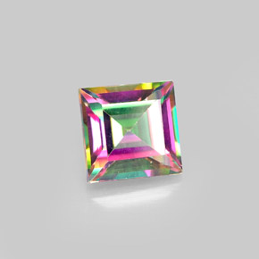 Topazio mistico naturale multicolore da 2,12 ct, quadrato, VS