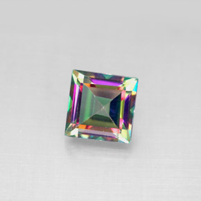 Topazio mistico naturale multicolore da 2,17 ct, quadrato, VS