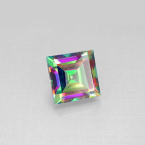Topazio mistico naturale multicolore da 2,17 ct, quadrato, VS