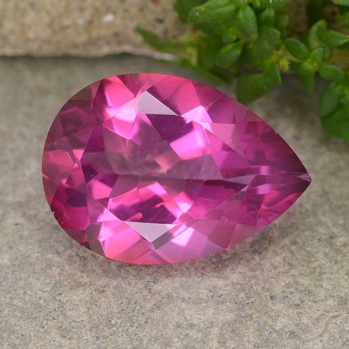 Topazio mistico Rosa scuro naturale da 6.03 ct, Forma a pera, VVS-VS