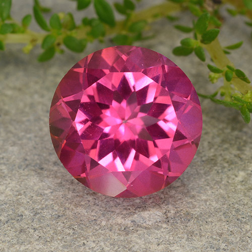 Topazio mistico magenta intenso naturale da 4,36 ct, taglio rotondo, VVS-VS