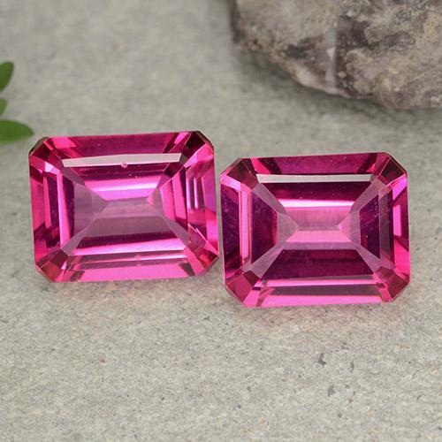 Gemme di topazio mistico rosa scuro naturale da 7,26 ct, taglio smeraldo, VVS-VS
