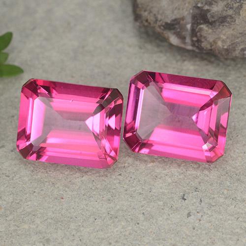 Gemme di topazio mistico rosa scuro naturale da 7,26 ct, taglio smeraldo, VVS-VS