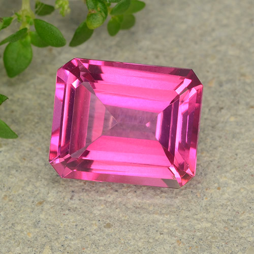 Topazio mistico rosa scuro naturale da 3,74 ct, taglio smeraldo, VVS