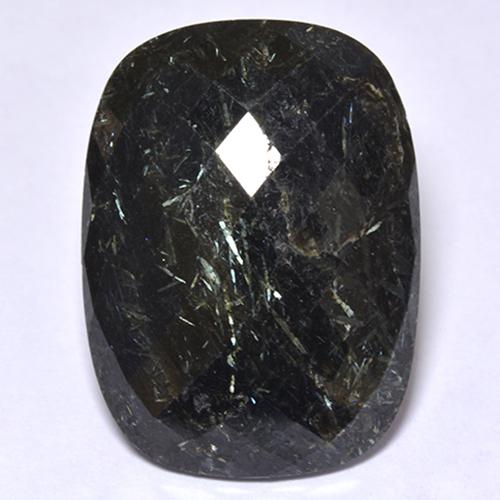 Nuummite naturale nero da 20,17 ct, taglio a cuscino, opaco