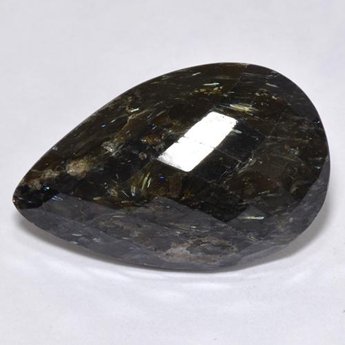 Nuummite naturale nero da 12,45 ct, taglio a pera, opaco