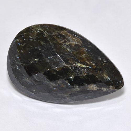 Nuummite naturale nero da 12,45 ct, taglio a pera, opaco