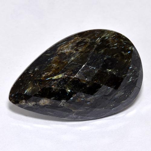Nuummite naturale nero da 12,45 ct, taglio a pera, opaco