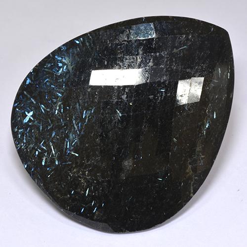 Nuummite nero naturale da 97,82 ct, taglio a pera, opaco