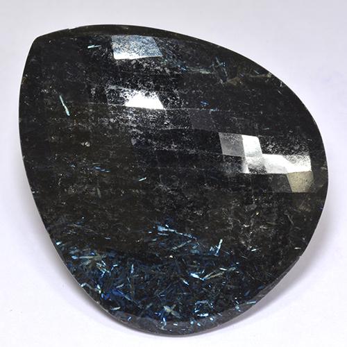 Nuummite nero naturale da 97,82 ct, taglio a pera, opaco