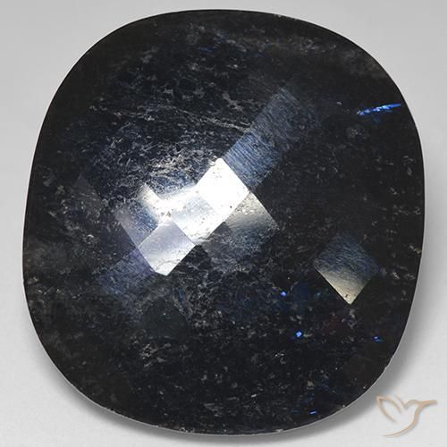 40.32ct Naturale Nero con scintillio blu Nuummite, Cuscino, Opaco