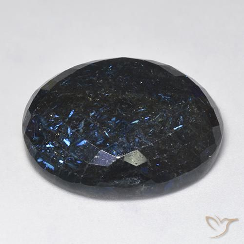 Nuummite Nero con scintillio blu naturale da 39.37 ct, Ovale, Opaco