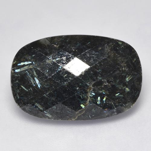 Nuummite Nero con scintillio blu naturale da 16.10 ct, Taglio a cuscino, Opaco