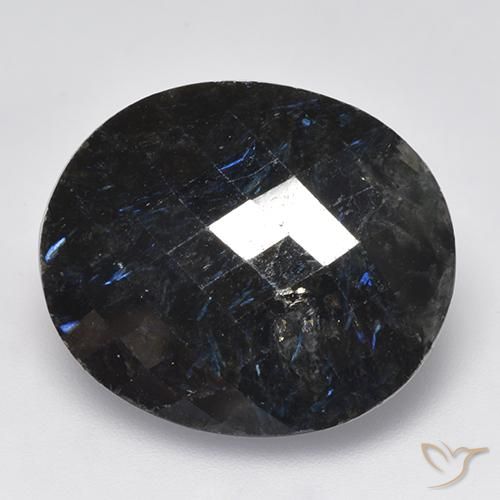 Nuummite Nero con scintillio blu naturale da 27.57 ct, Ovale, Opaco