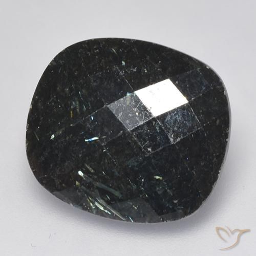 Nuummite Nero con scintillio blu naturale da 13.34 ct, Cuscino, Opaco