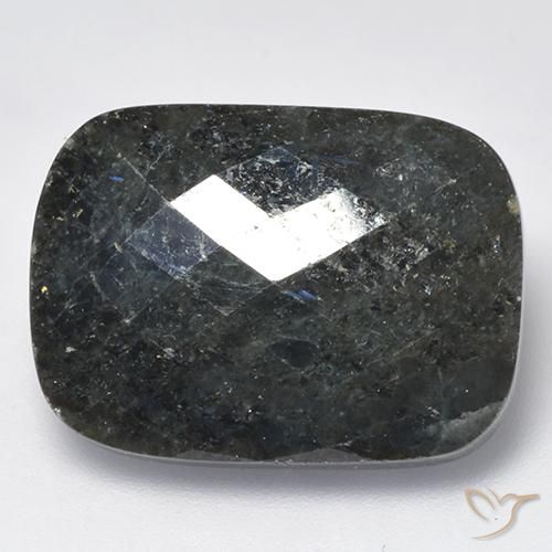 Nuummite Nero con scintillio blu naturale da 19.25 ct, Cuscino, Opaco