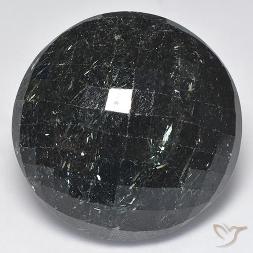 66.26ct Naturale Nero con scintillio blu Nuummite, Rotondo, Opaco