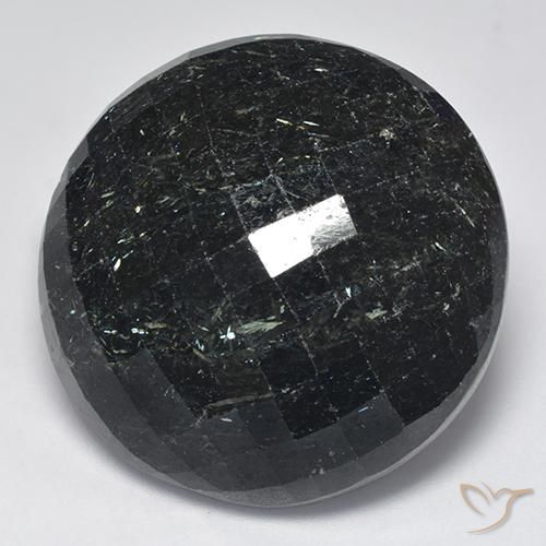 Nuummite Nero con scintillio blu naturale da 66.26 ct, Rotondo, Opaco