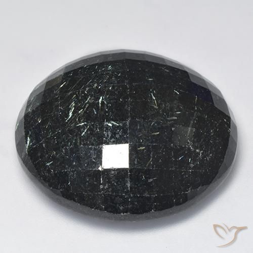 Nuummite Nero con scintillio blu naturale da 66.26 ct, Rotondo, Opaco