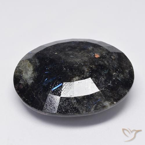 Nuummite Nero con scintillio blu naturale da 42.52 ct, Ovale, Opaco