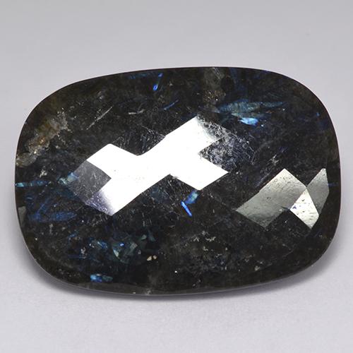 Nuummite Nero con scintillio blu naturale da 20.72 ct, Taglio a cuscino, Opaco