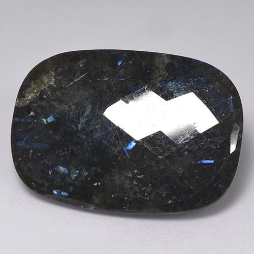 Nuummite Nero con scintillio blu naturale da 20.72 ct, Taglio a cuscino, Opaco