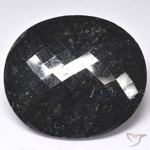 68.17ct Naturale Nero con scintillio blu Nuummite, Ovale, Opaco
