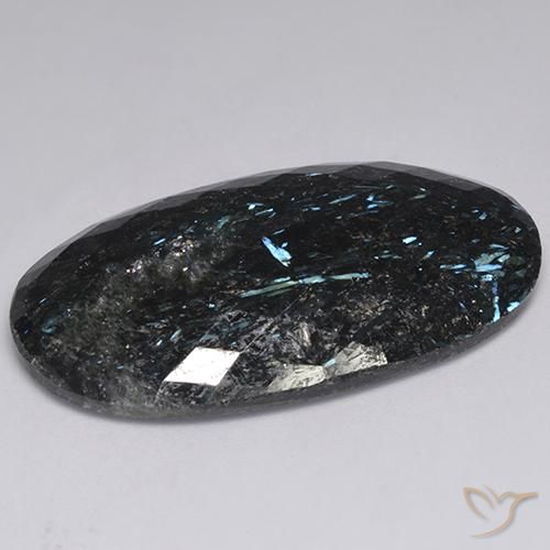 Nuummite Nero con scintillio blu naturale da 47.12 ct, Ovale, Opaco