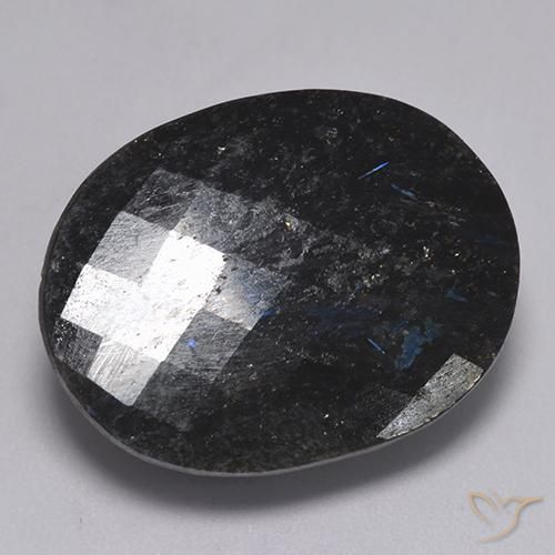Nuummite Nero con scintillio blu naturale da 32.32 ct, Ovale, Opaco