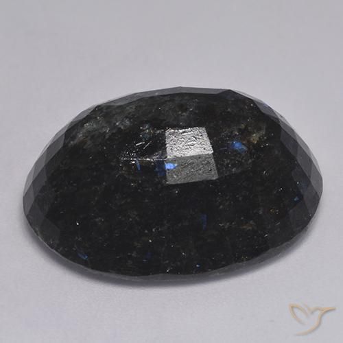 Nuummite Nero con scintillio blu naturale da 32.32 ct, Ovale, Opaco
