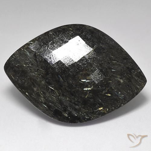 61.20ct Naturale Nero con scintillio blu Nuummite, Taglio a fantasia, Opaco