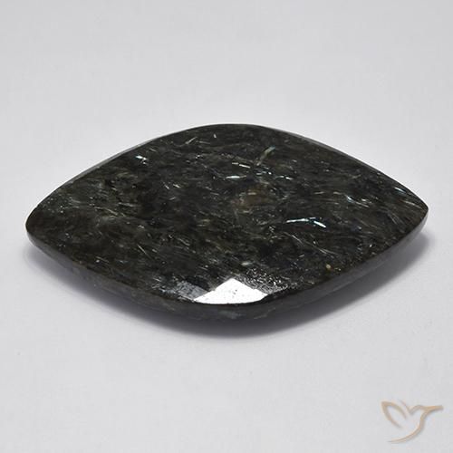 Nuummite Nero con scintillio blu naturale da 61.20 ct, Taglio a fantasia, Opaco