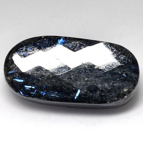 Nuummite Nero con scintillio blu naturale da 32.30 ct, Taglio ovale, Opaco