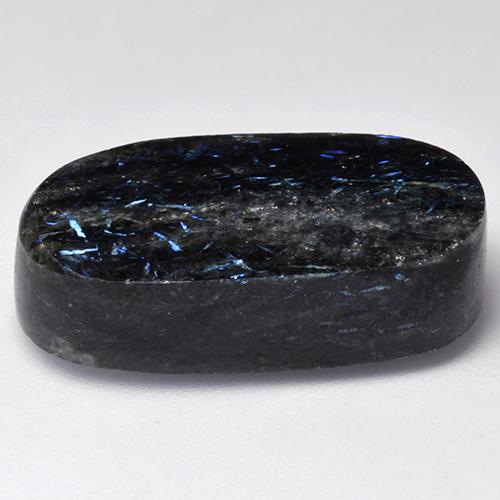 Nuummite Nero con scintillio blu naturale da 32.30 ct, Taglio ovale, Opaco